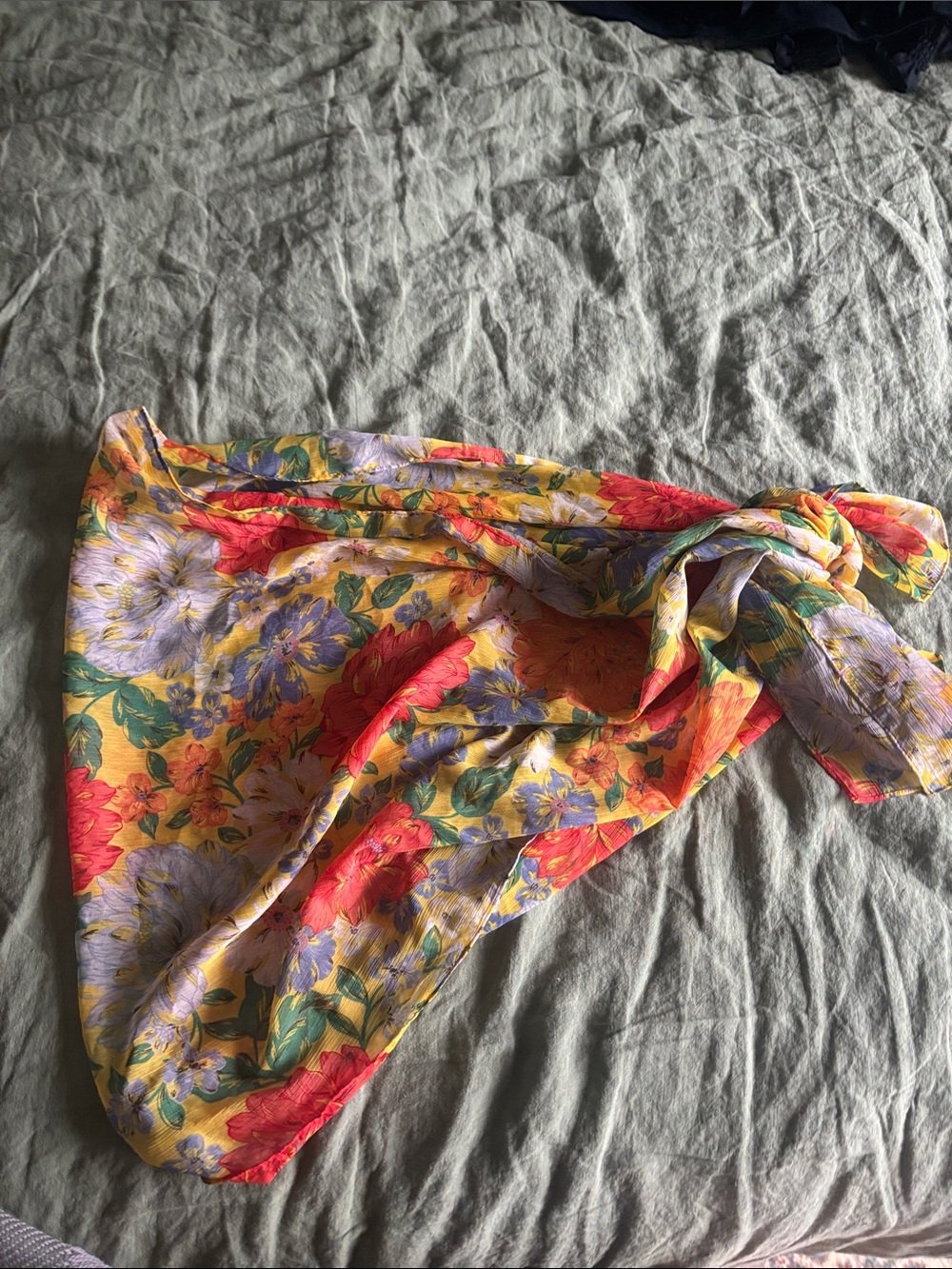 Floral Yellow Red Lavender Scarf / Sarong
